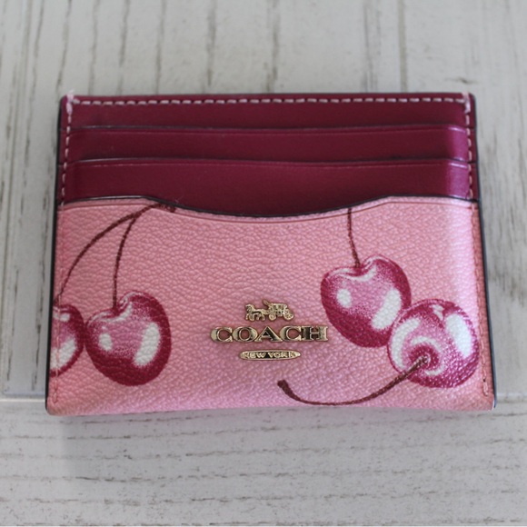 Coach Pink and Red Cherry Card Holder - Picture 1 of 3